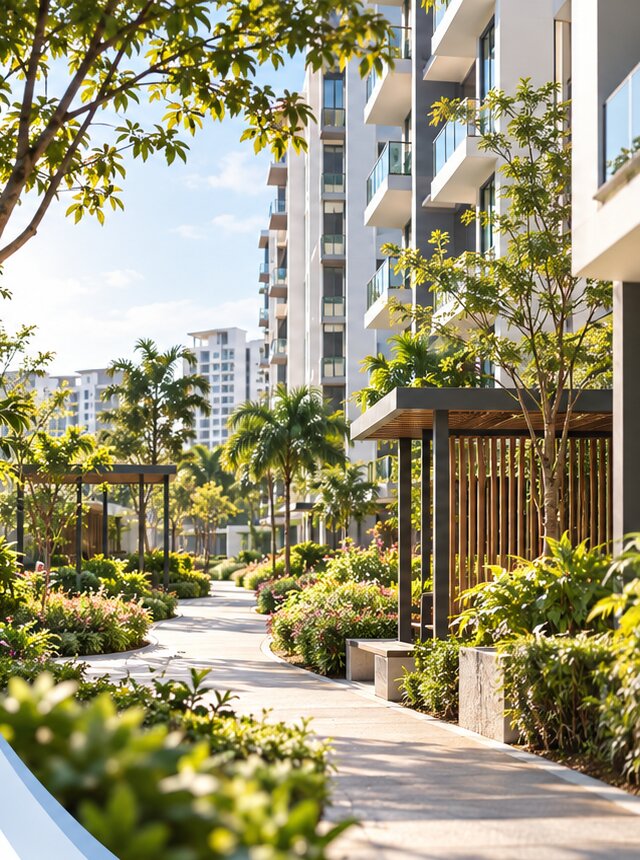 Leafy walkway in a Singapore residential estate